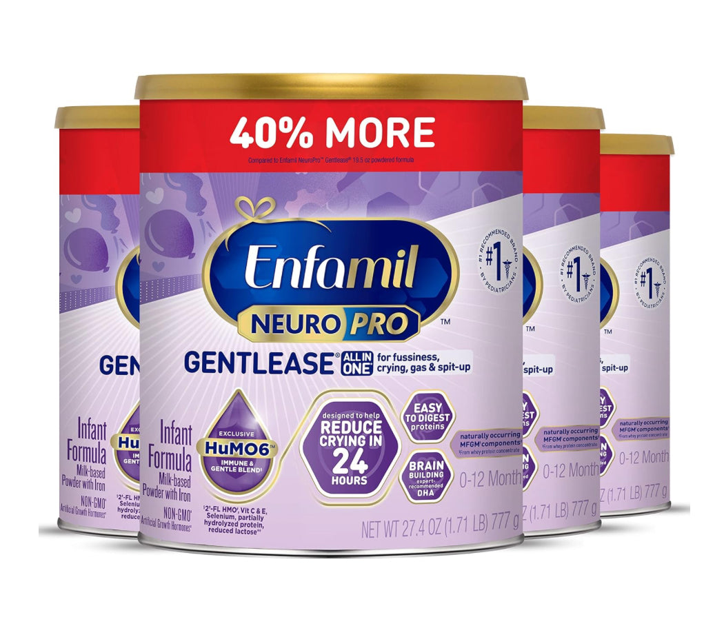 Enfamil Gentlease NeuroPro for fussiness, crying, gas & spit up 27.4 Oz (Case of 4)